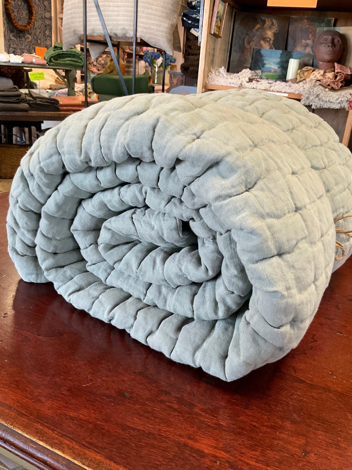 Wavy Linen Throw Blanket