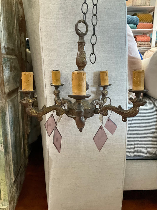 Rococco Revival Chandelier W/PURPLE CRYSTALS