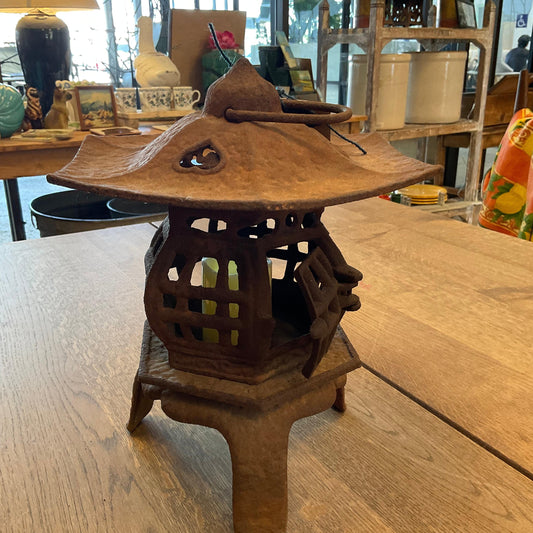 XL Vintage Iron Pagoda Lantern - Blue Springs Home