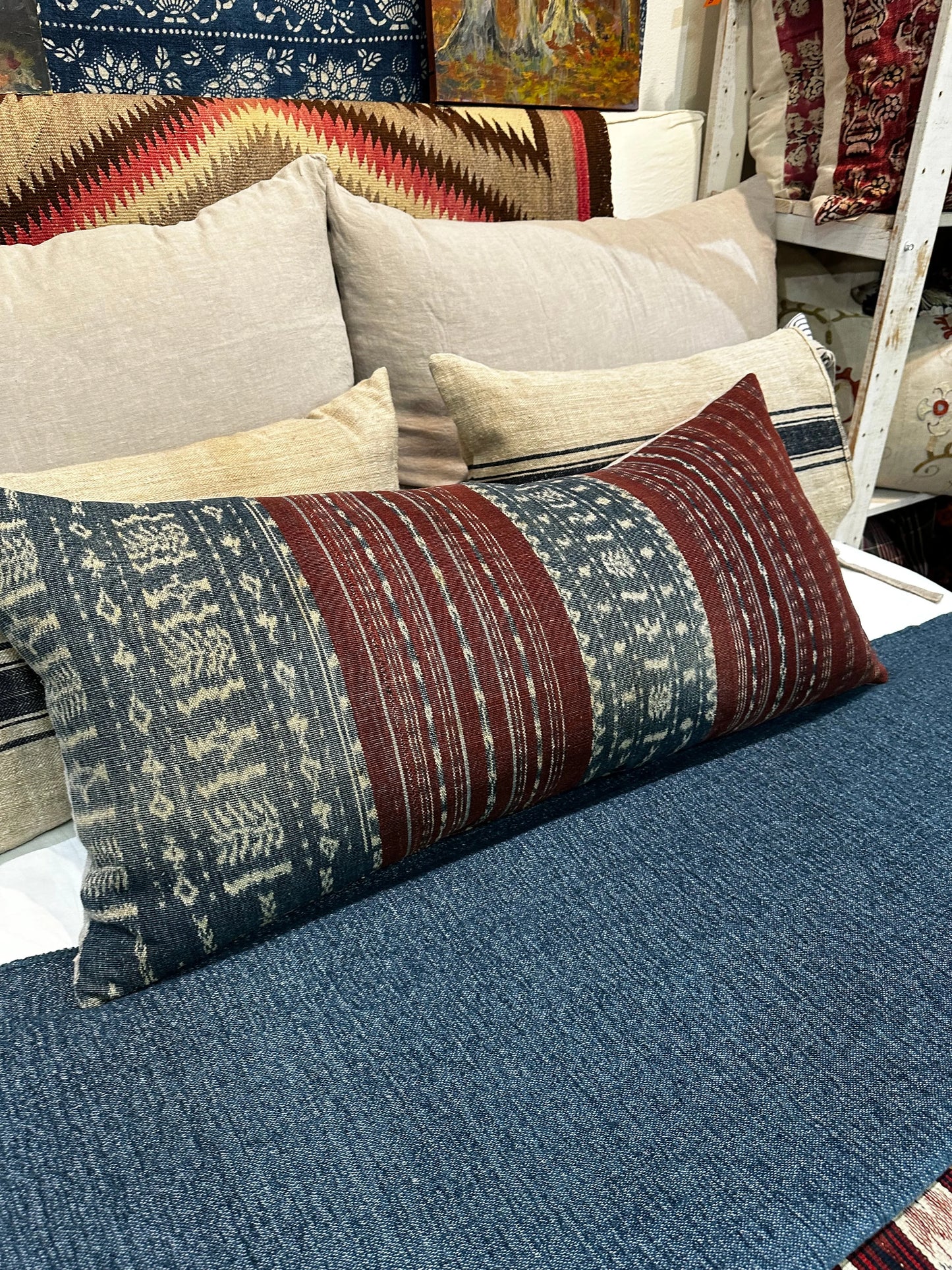 Antique Indonesian Weaving Burgundy 17x36