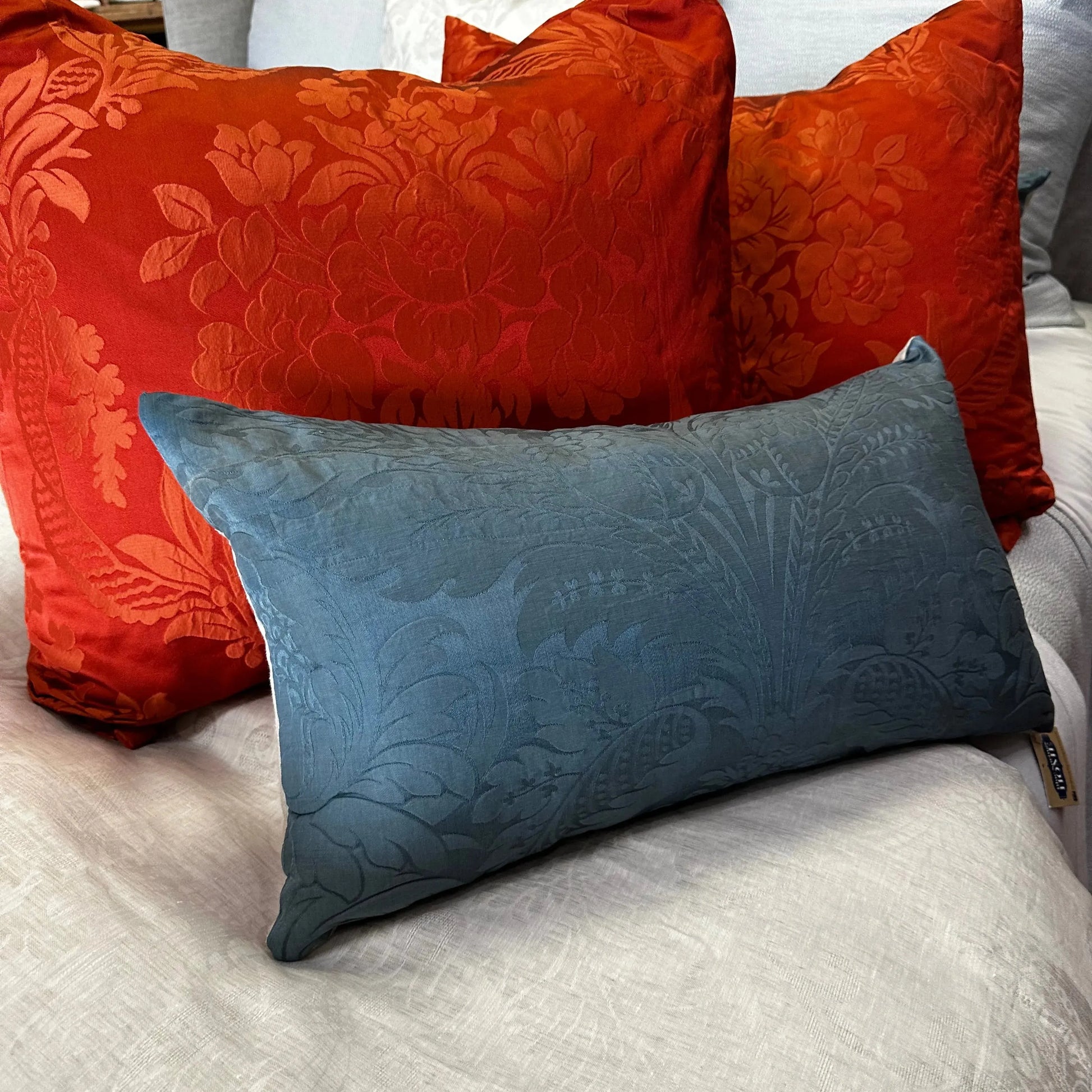 MARGOT Sham by Pillow Talk 28x28 euro sham. Silk Damask - Blue Springs Home