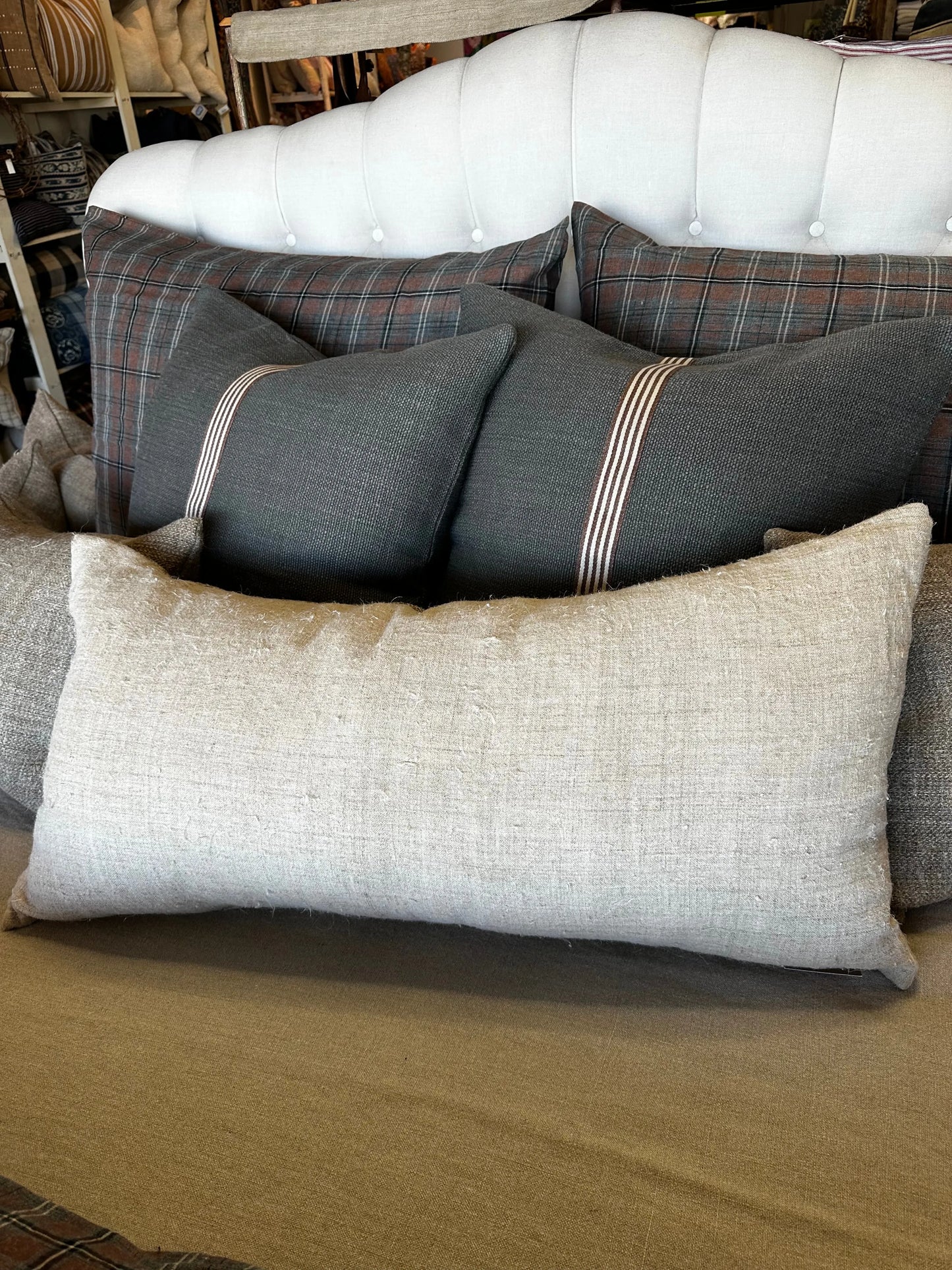 Lt Brown Mid Check Bolster 17x36