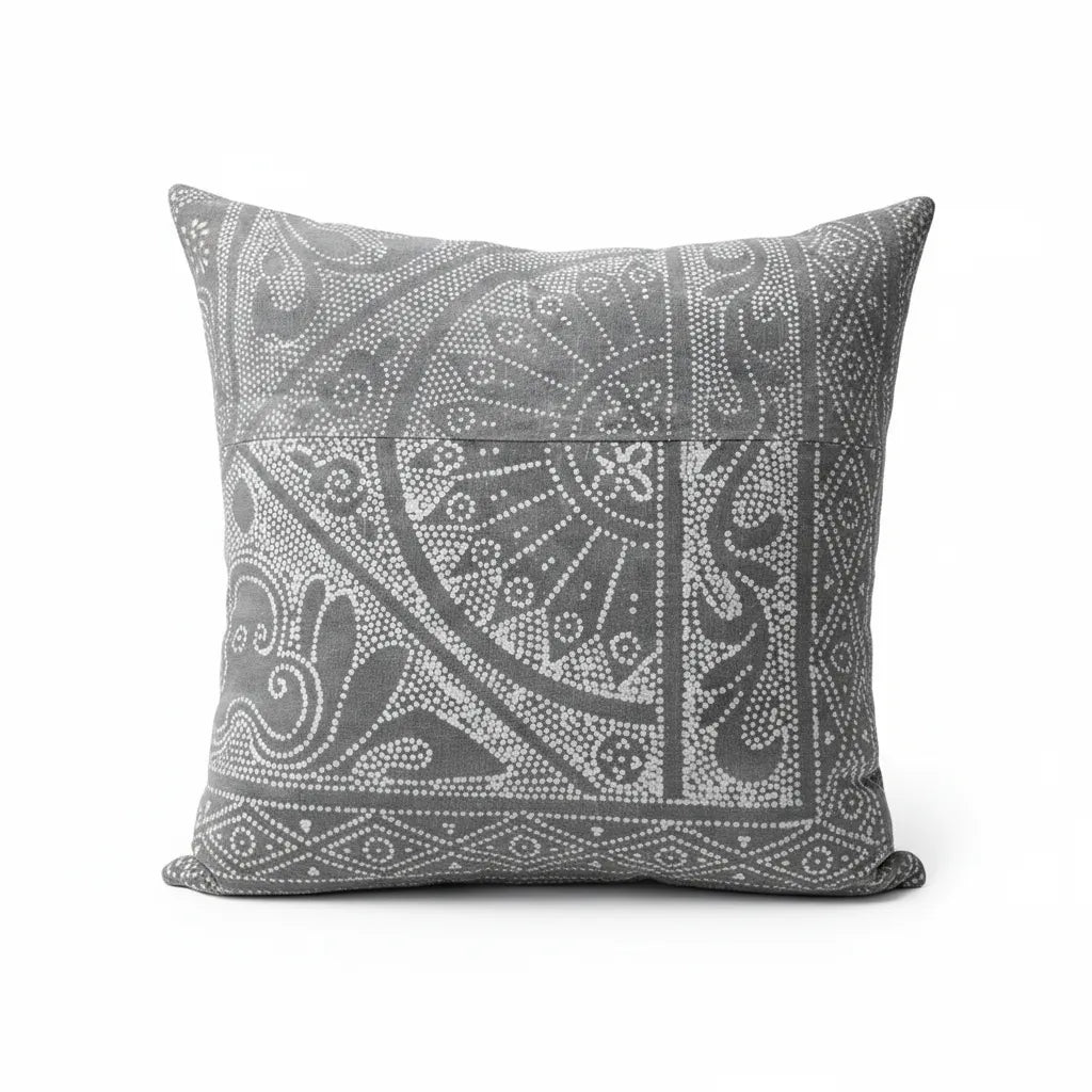 BATIK LT GREY VINTAGE PILLOW
