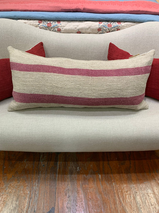 RASPBERRY STRIPE GRAINSACK PILLOW VP