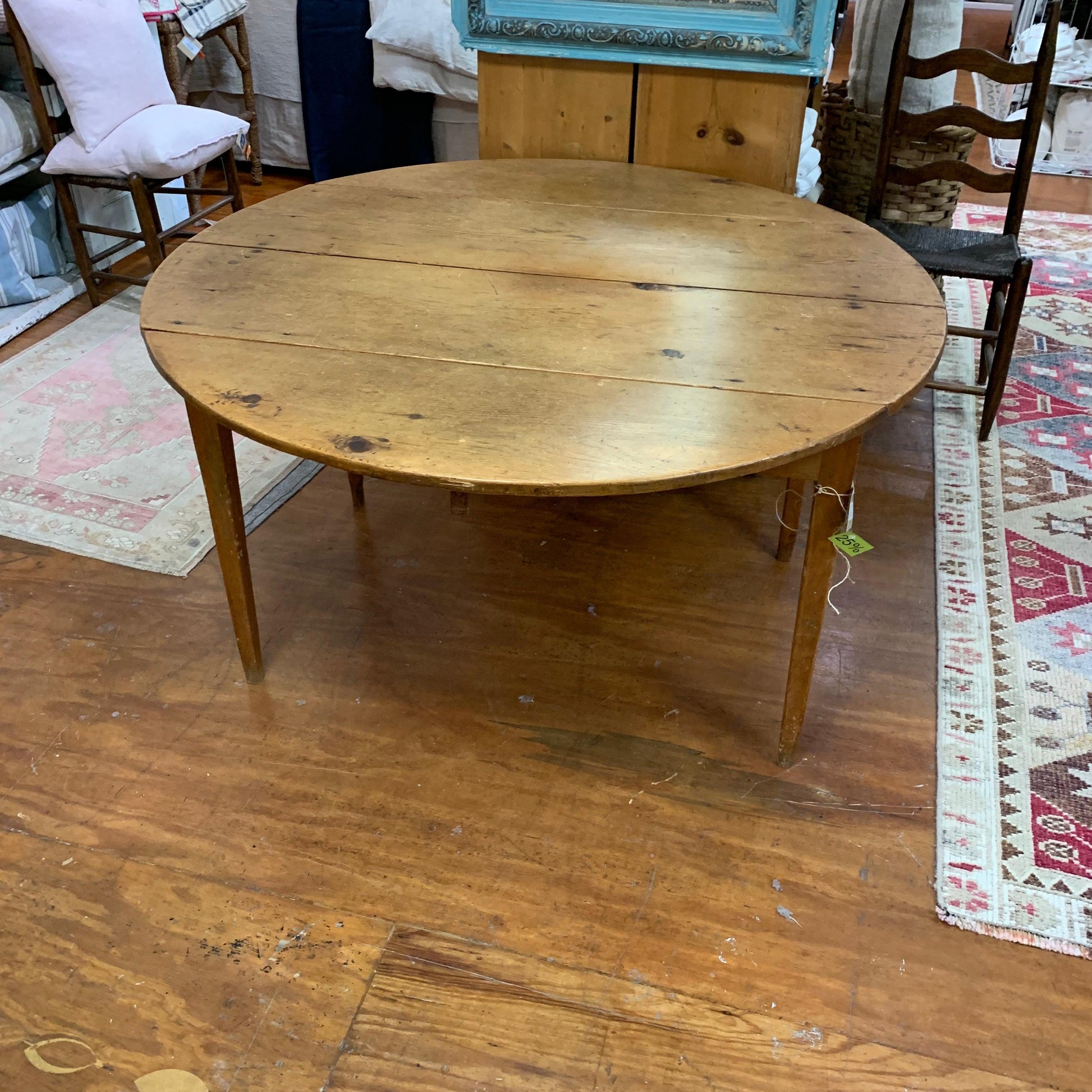 Antique Round Pine Table - Blue Springs Home