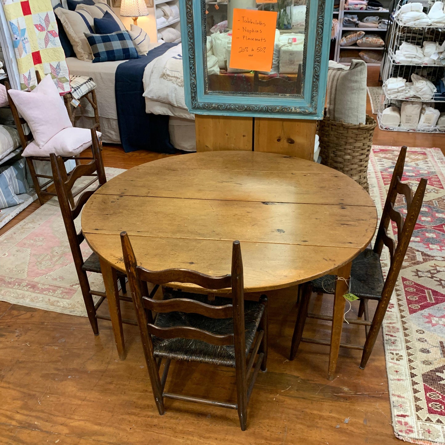 Antique Round Pine Table - Blue Springs Home