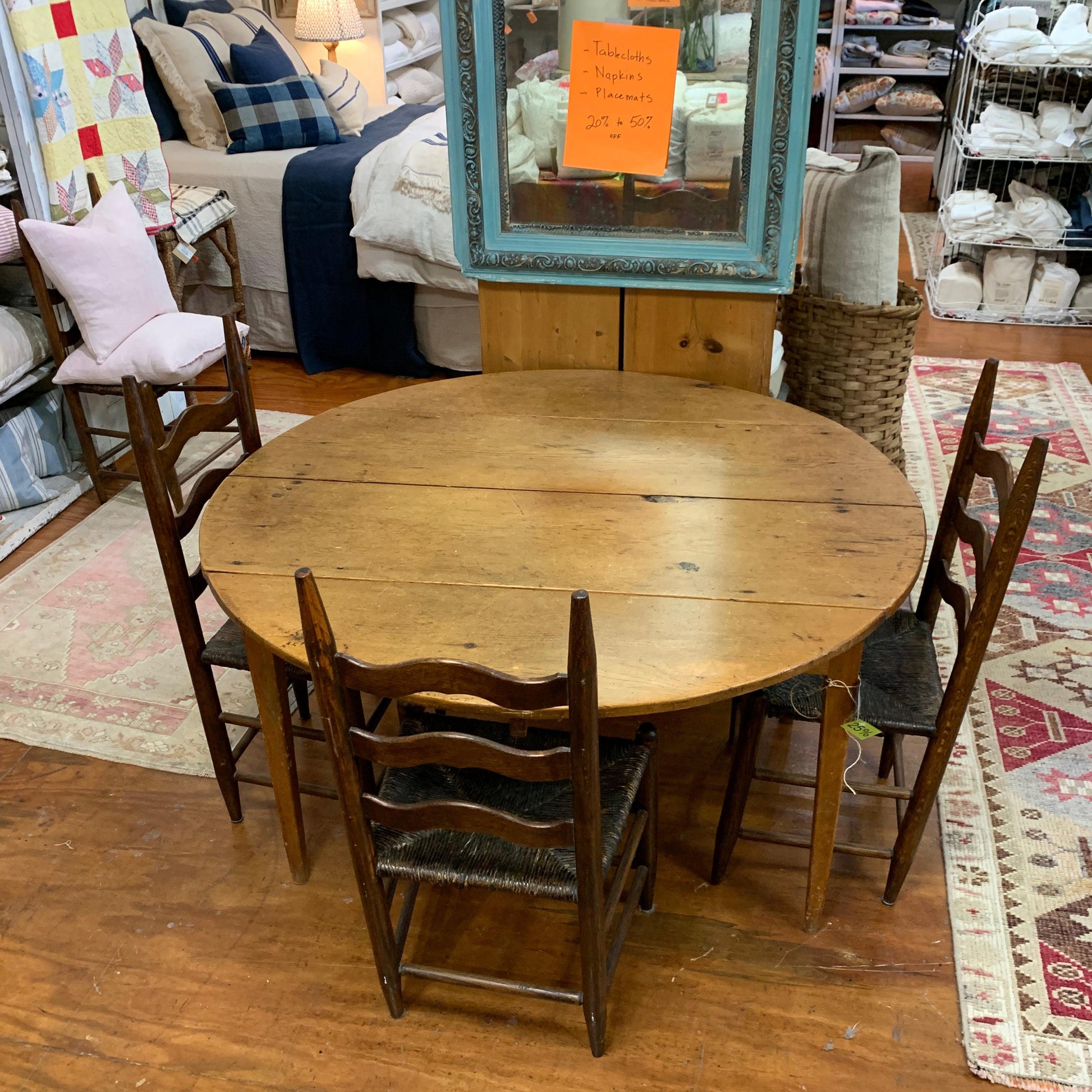 Antique Round Pine Table - Blue Springs Home