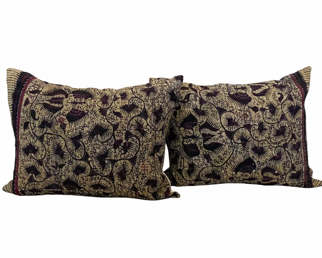 Vintage Indonesian Batik -Deep Brown 18x24