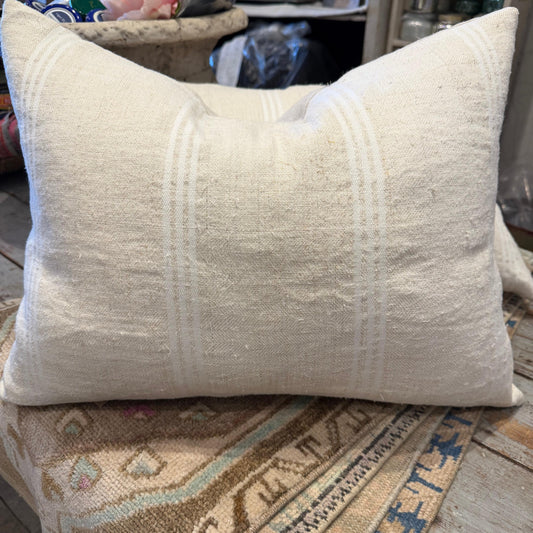 Antique Cream/White Stripe Pillow 17x23 - Blue Springs Home