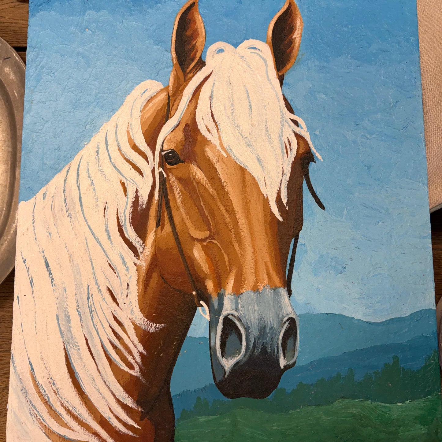 Vintage Horse Painting Palomino 1972 20x16 - Blue Springs Home