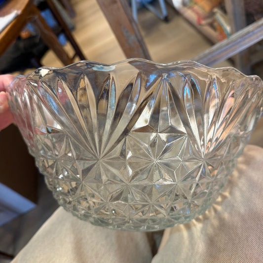 MCM Molded Glass Bowl Starburst Pattern Vintage - Blue Springs Home