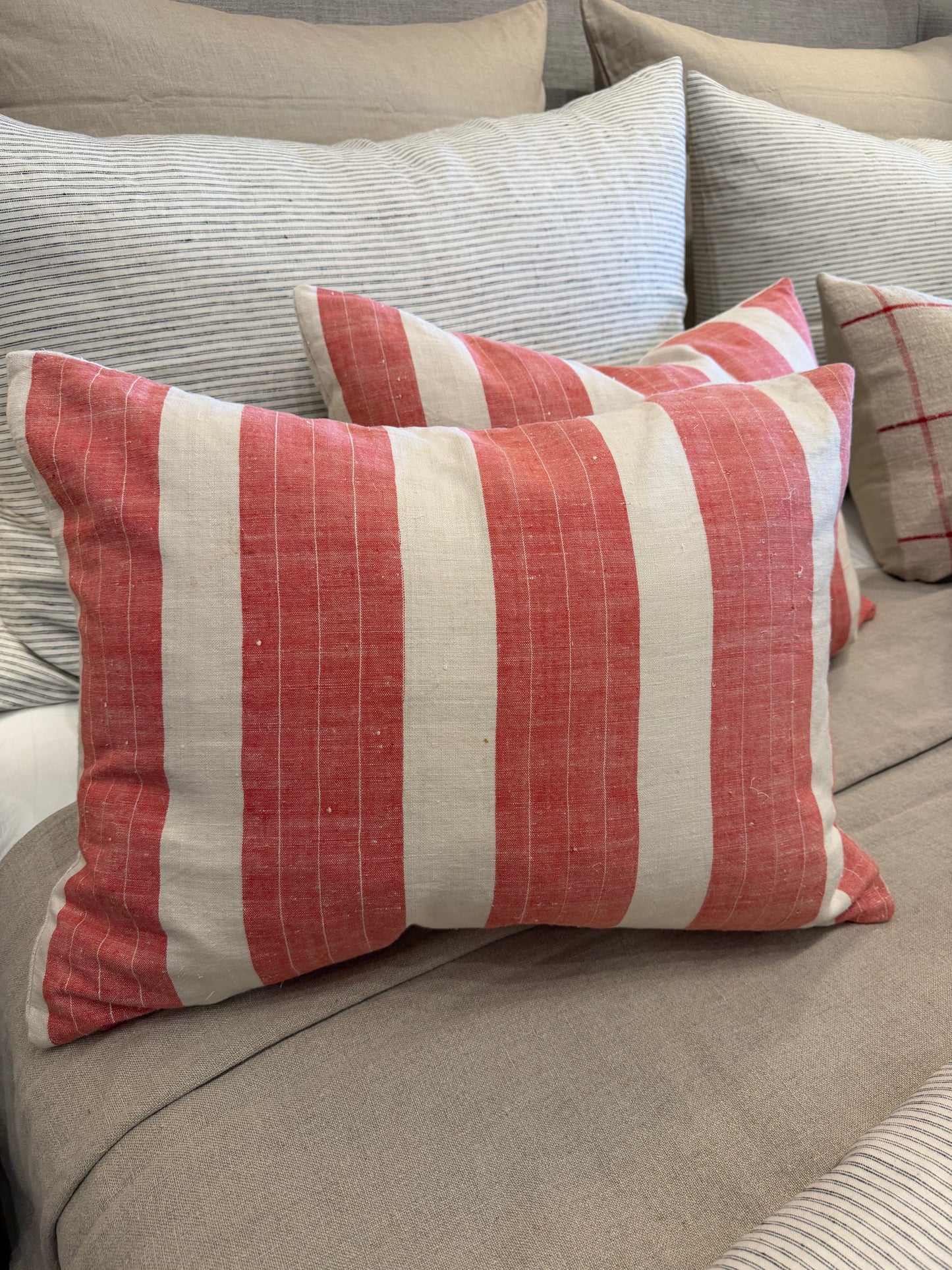 Vintage red/white stripe Hungarian 18x24