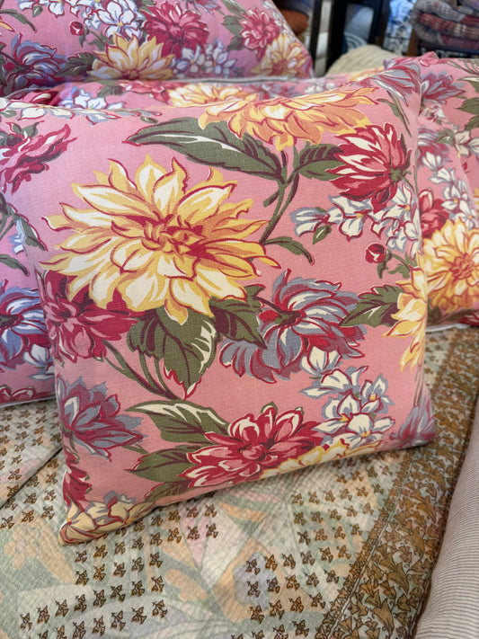 Pink Floral Vintage Pillow 15x15