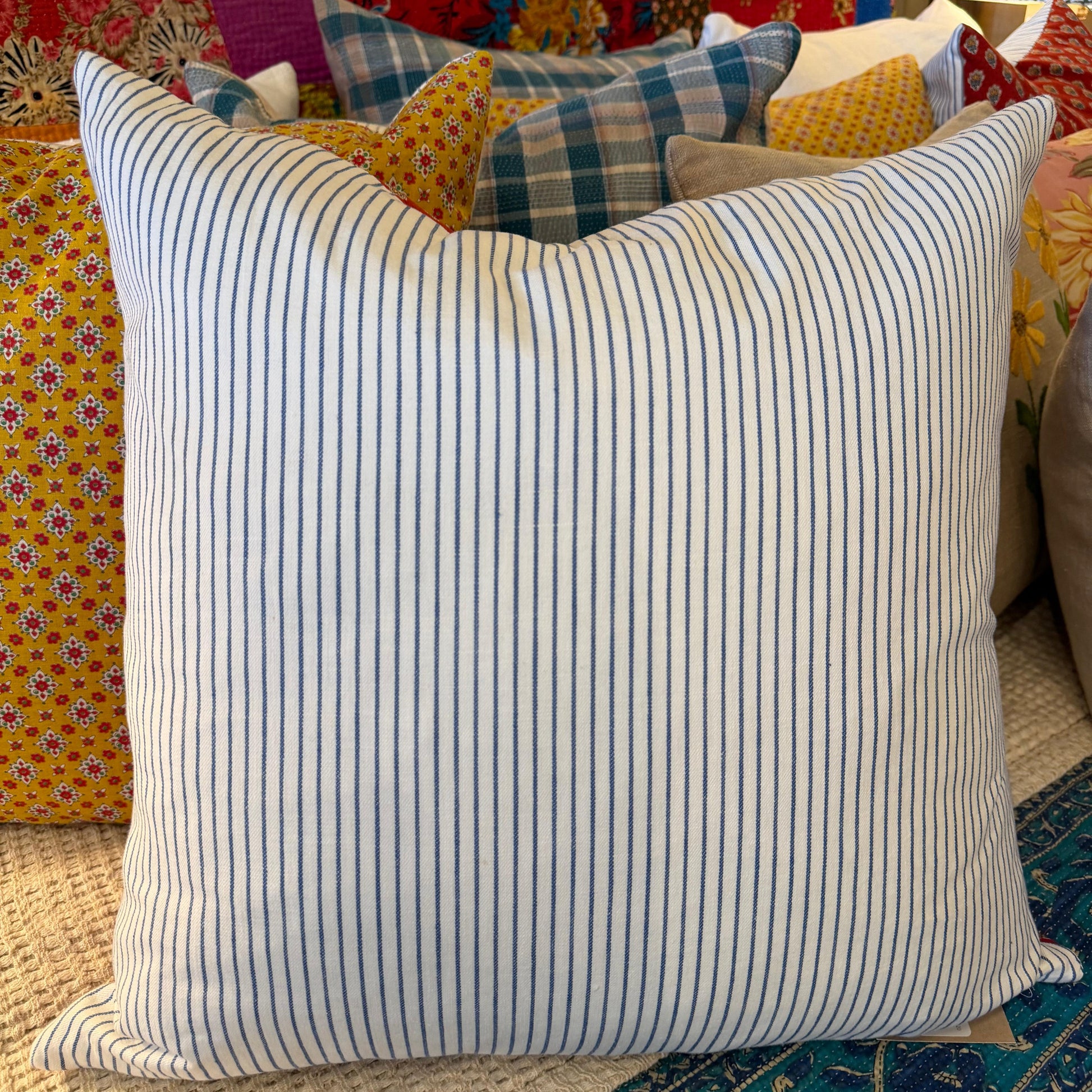 Country French Print Red/Mustard 20x20 - Blue Springs Home