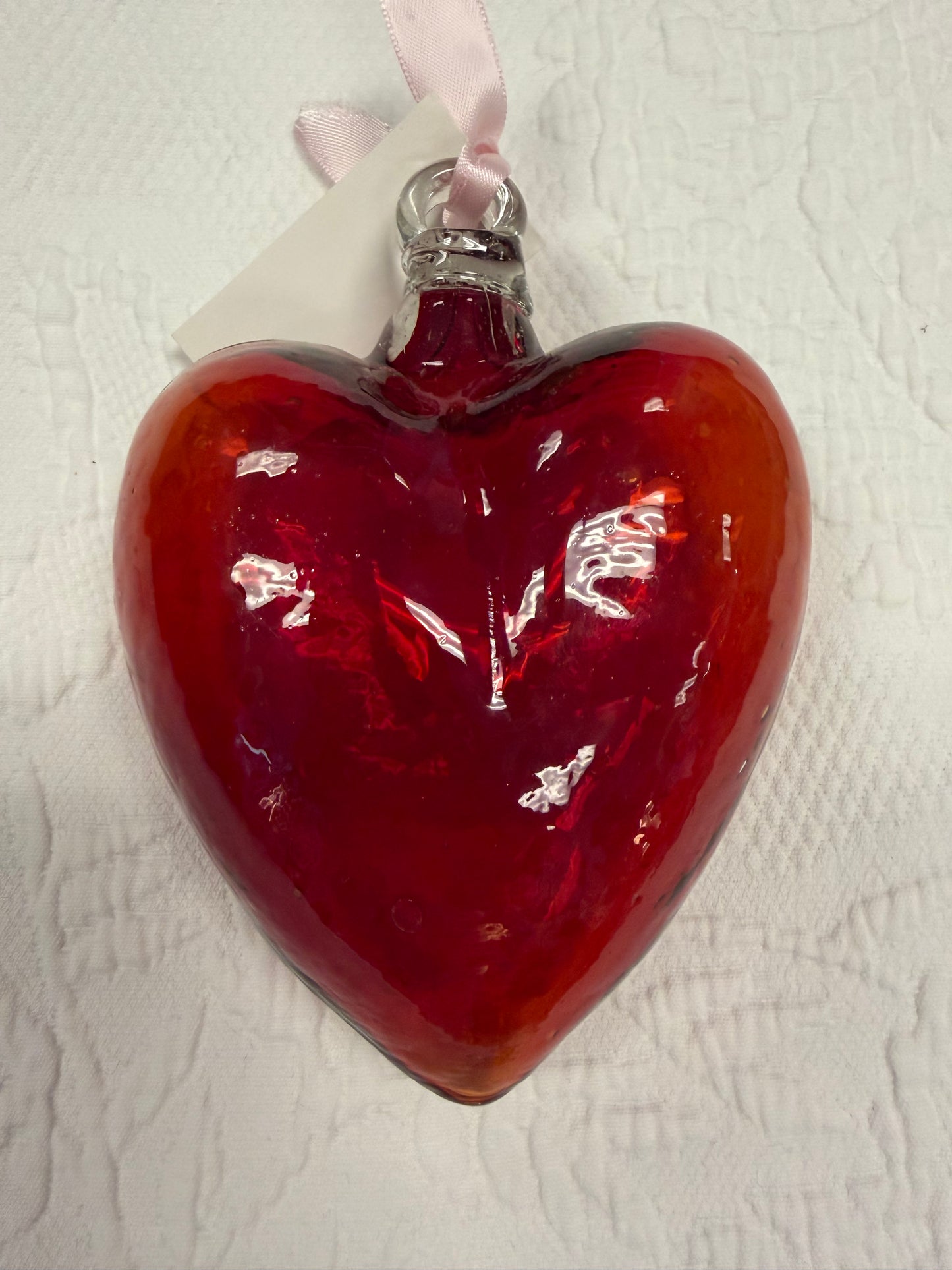 Blown glass red heart