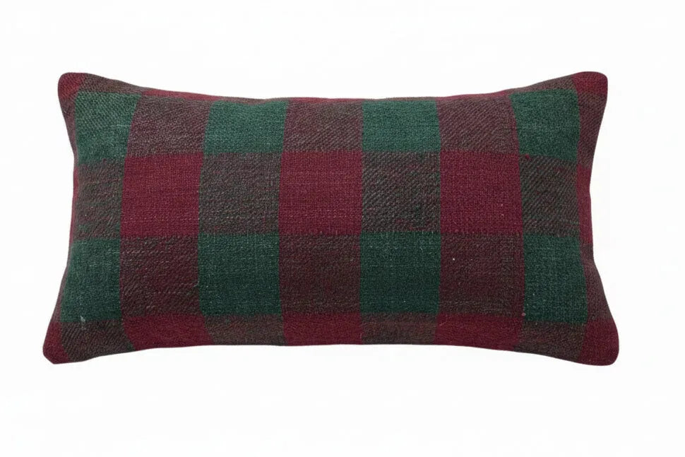 Plaid Hemp Red & Green Pillow