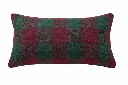 Plaid Hemp Red & Green Pillow