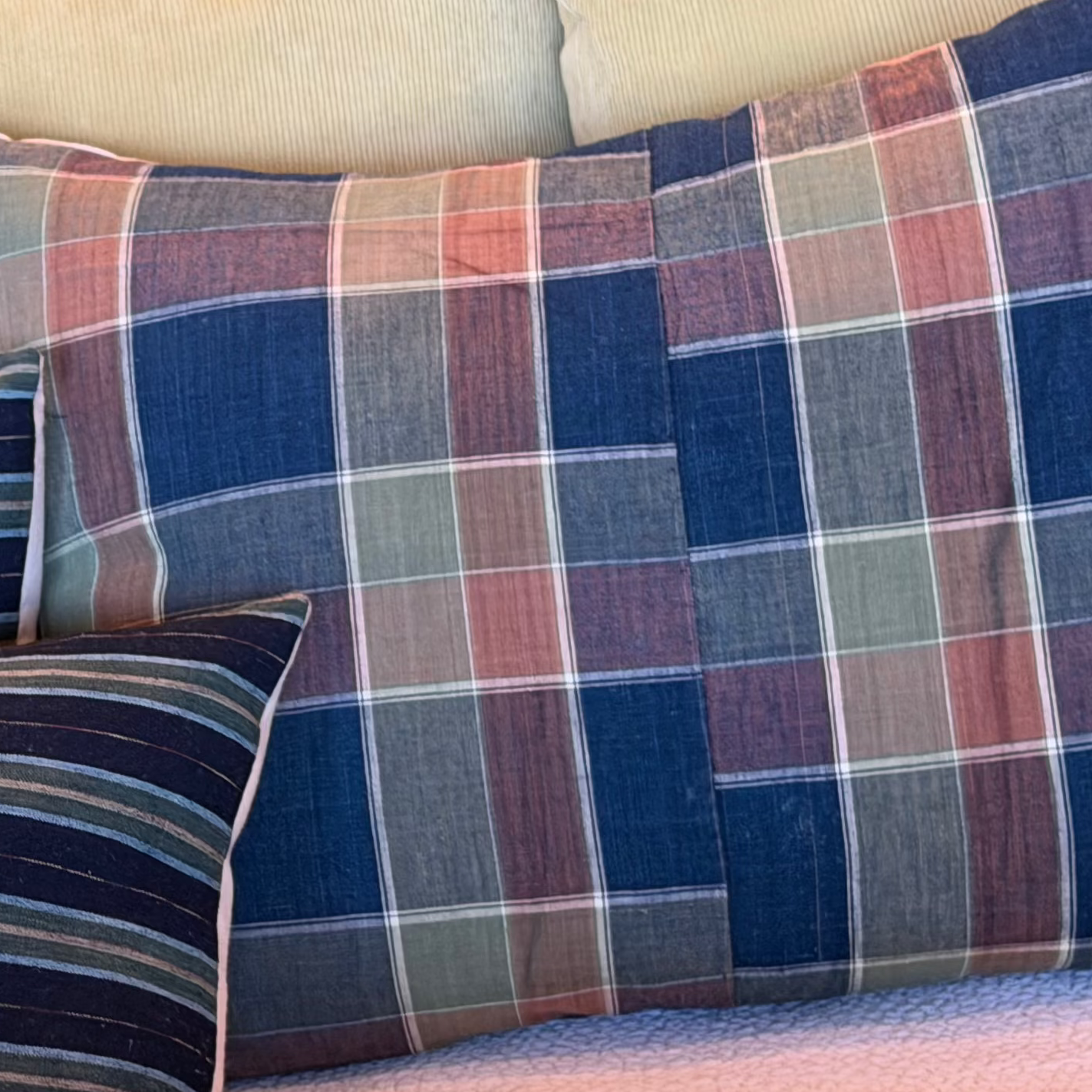 VIntage Japanese Plaid Pillows GRN/BRWN 20x27