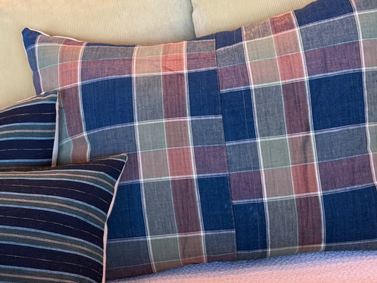 VIntage Japanese Plaid Pillows GRN/BRWN 20x27