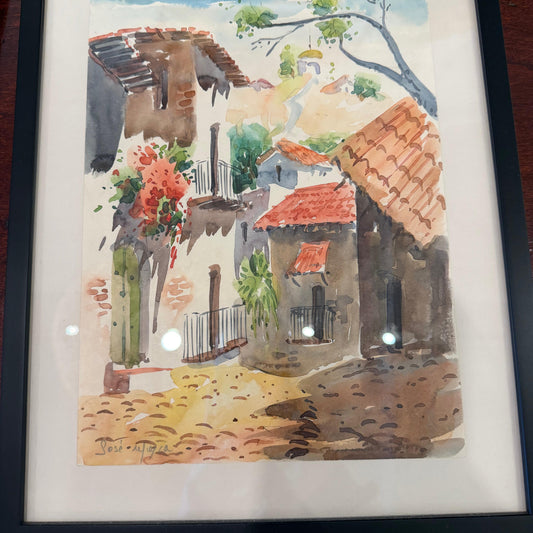 Vintage Watercolor Black Frame
