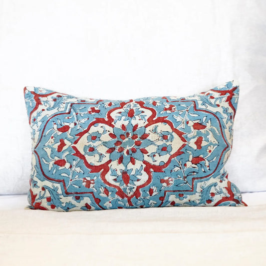 French Hand Block Vintage Pillow