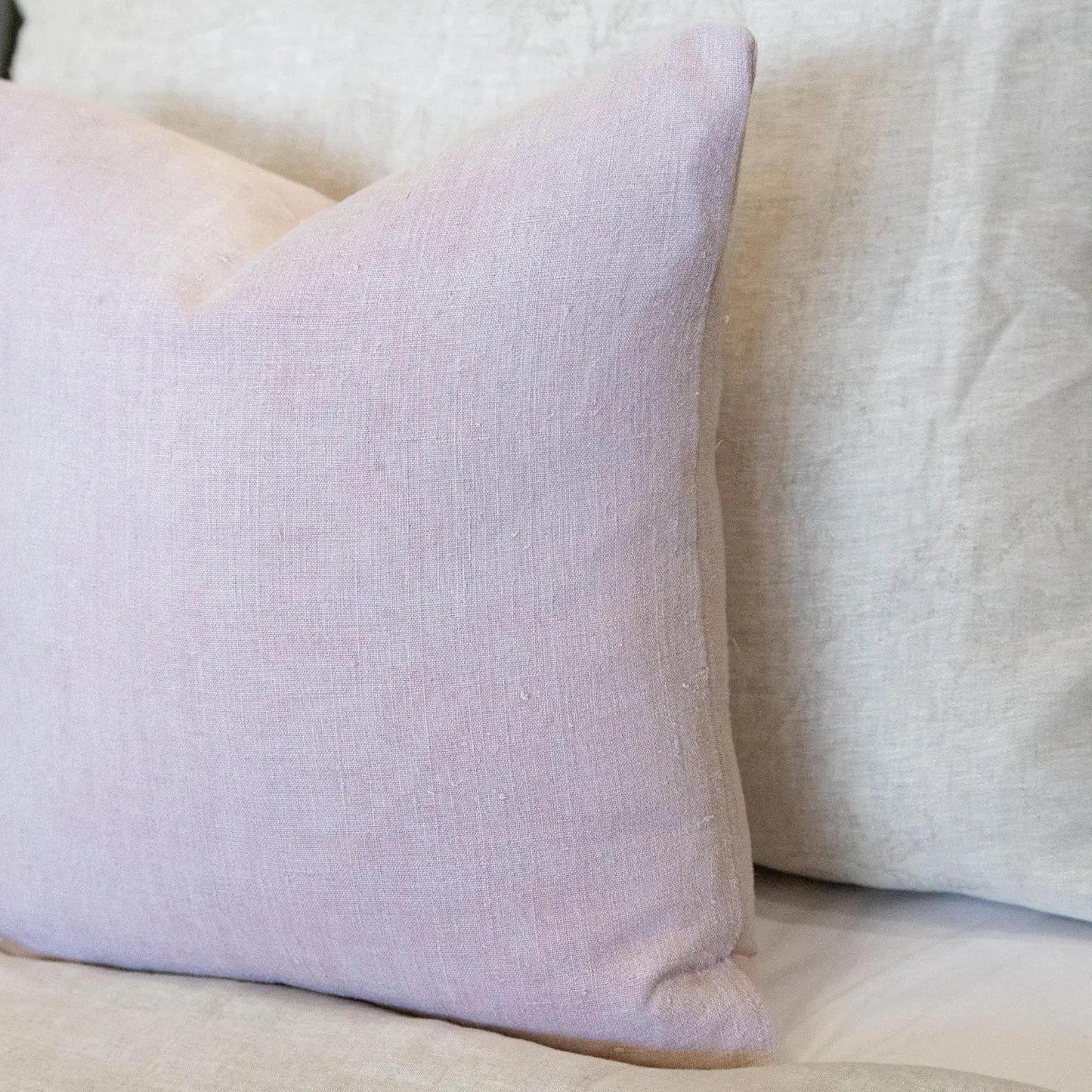 Sylvia French Linen Faded Pink Vintage Pillow