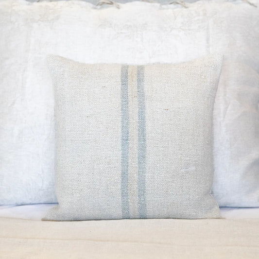 Grainsack Vintage Pillow - Light Blue Stripe