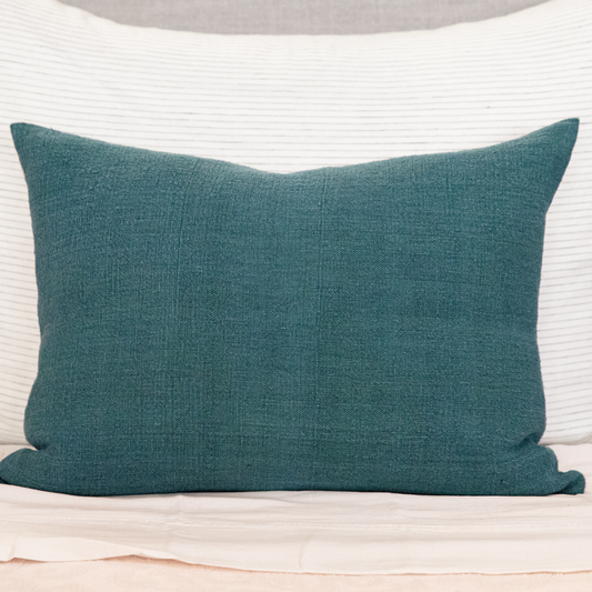 Teal Linen Vintage Pillow
